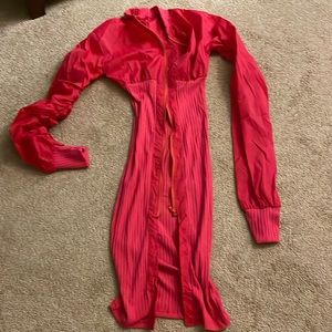 Pink bomber jacket zip dress size small .